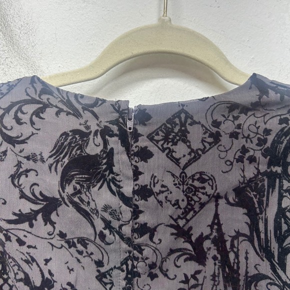 NWT Disturbia Thorned Flocked Chiffon Castle Print Frill Neck Maxi Dress 12 - Picture 7 of 12